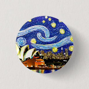 Starry Night Sydney Australia Opera House Button