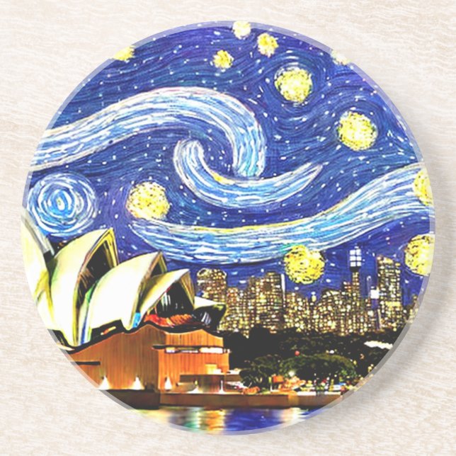 Starry Night Sydney Australia Opera House Coaster (Front)