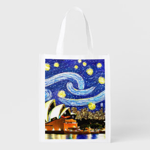Starry Night Sydney Australia Opera House Grocery Bag