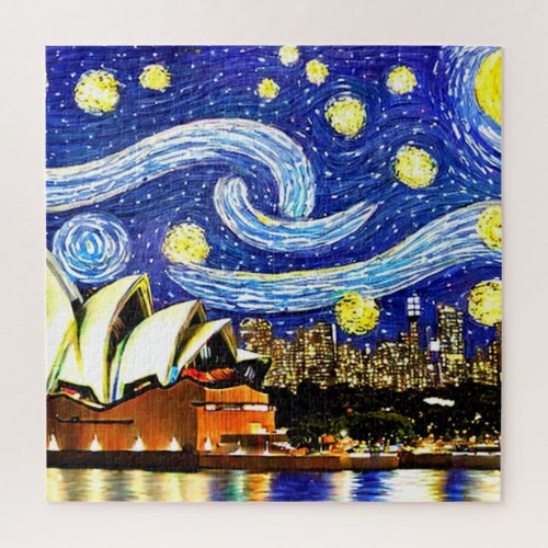 Starry Night Sydney Australia Opera House Jigsaw Puzzle