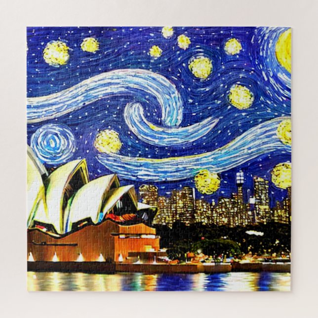 Starry Night Sydney Australia Opera House Jigsaw Puzzle (Vertical)