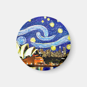 Starry Night Sydney Australia Opera House Magnet
