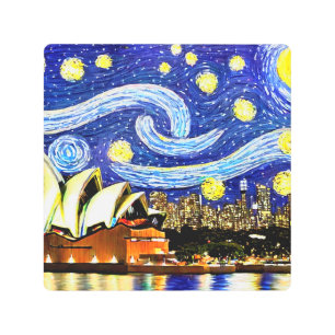 Starry Night Sydney Australia Opera House Metal Print