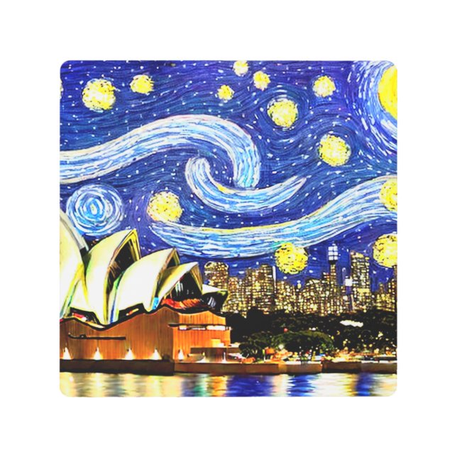 Starry Night Sydney Australia Opera House Metal Print (Front)