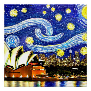 Starry Night Sydney Australia Opera House Poster