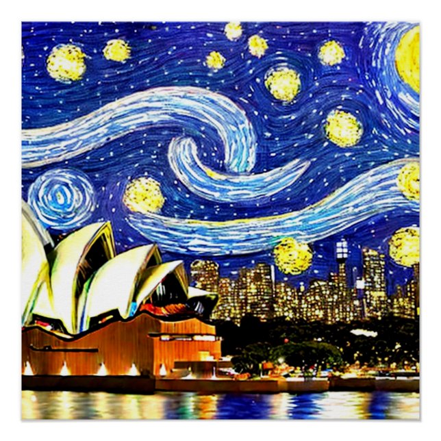 Starry Night Sydney Australia Opera House Poster (Front)