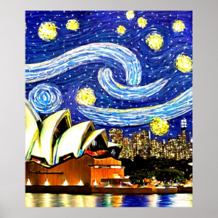 Starry Night Sydney Australia Opera House Poster