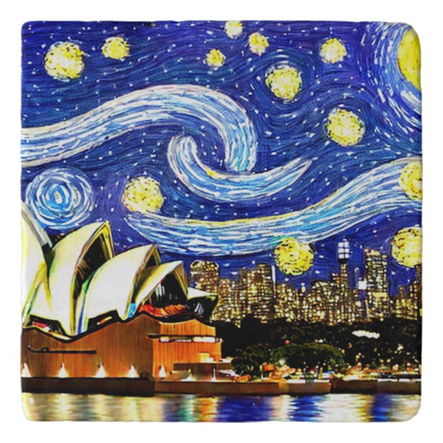 Starry Night Sydney Australia Opera House Trivet (Front)