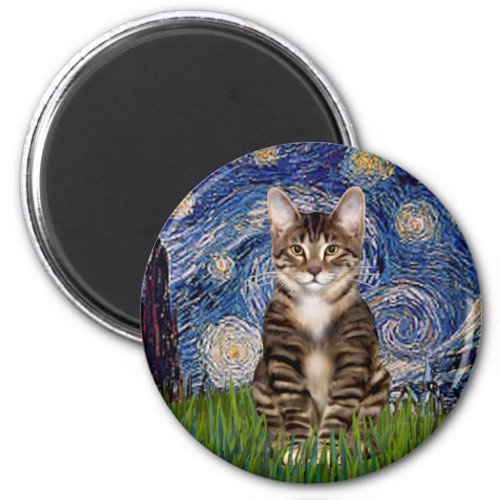 Starry Night _ Tabby Tiger cat 30 Magnet