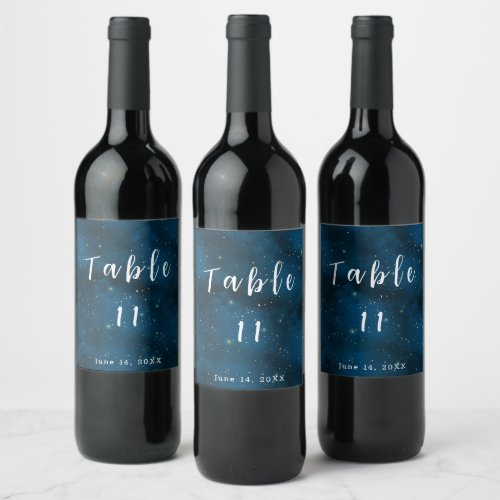 Starry Night Table Number Wedding Wine Label