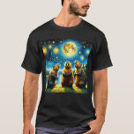 Starry Night Three Beavers Howling at Moon Van T-Shirt<br><div class="desc">Starry Night Three Beavers Howling at Moon Van Gogh Lover</div>