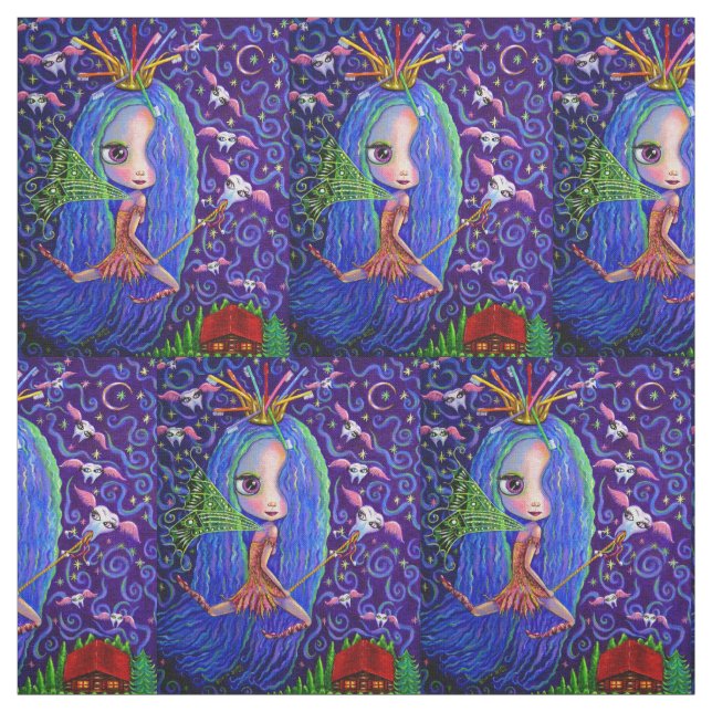 Starry Night Tooth Fairy Princess Big Eye Doll Fabric (Swatch)