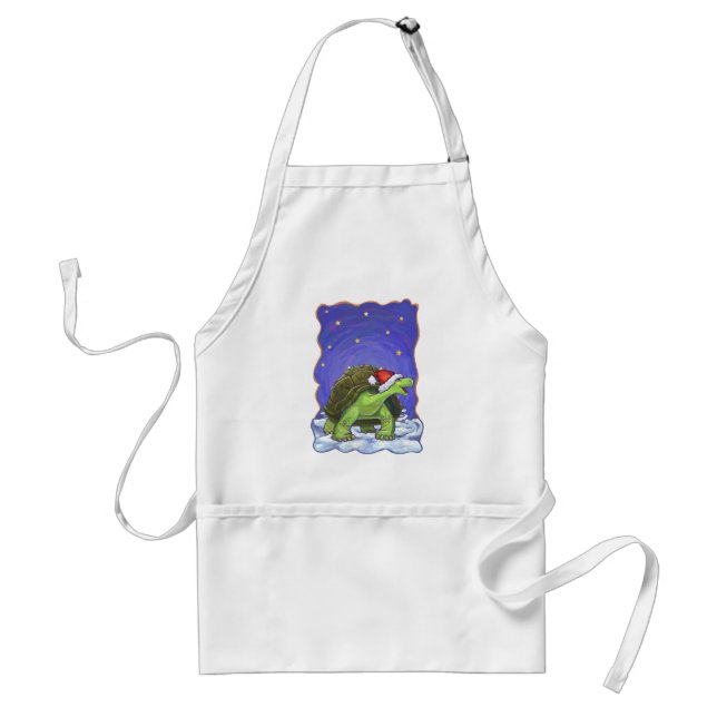 Starry Night Tortoise Christmas Adult Apron (Front)