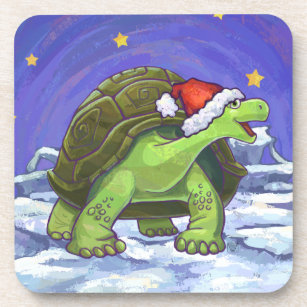 Starry Night Tortoise Christmas Beverage Coaster