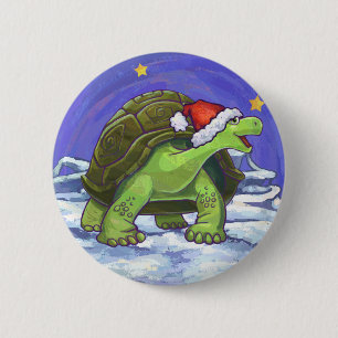 Starry Night Tortoise Christmas Button