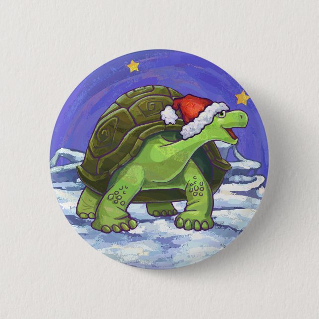 Starry Night Tortoise Christmas Button (Front)