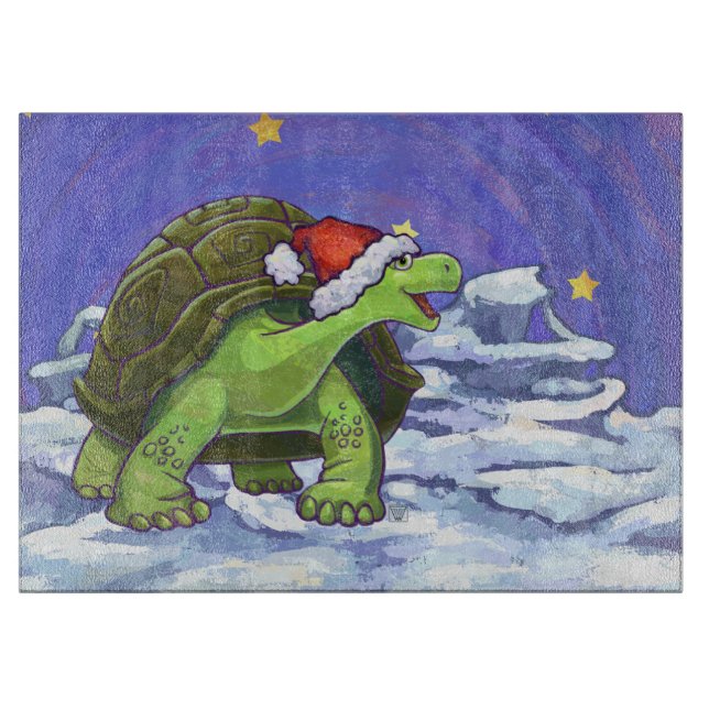Starry Night Tortoise Christmas Cutting Board (Front)