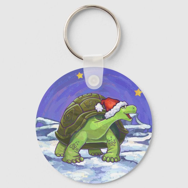 Starry Night Tortoise Christmas Keychain (Front)