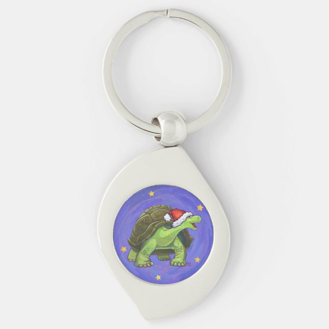 Starry Night Tortoise Christmas Keychain (Front)