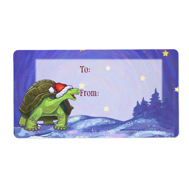 Starry Night Tortoise Christmas Label (Front)