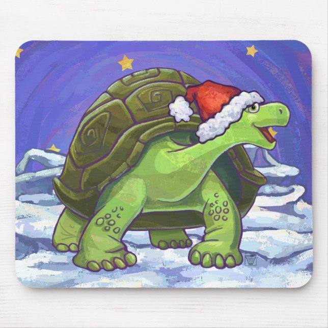 Starry Night Tortoise Christmas Mouse Pad (Front)