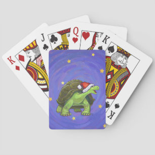 Starry Night Tortoise Christmas Poker Cards