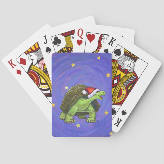 Starry Night Tortoise Christmas Poker Cards (Back)