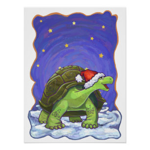 Starry Night Tortoise Christmas Poster