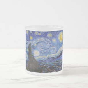 Starry Night: Town Saint Remy by Vincent Van Gogh Frosted Glass Coffee Mug