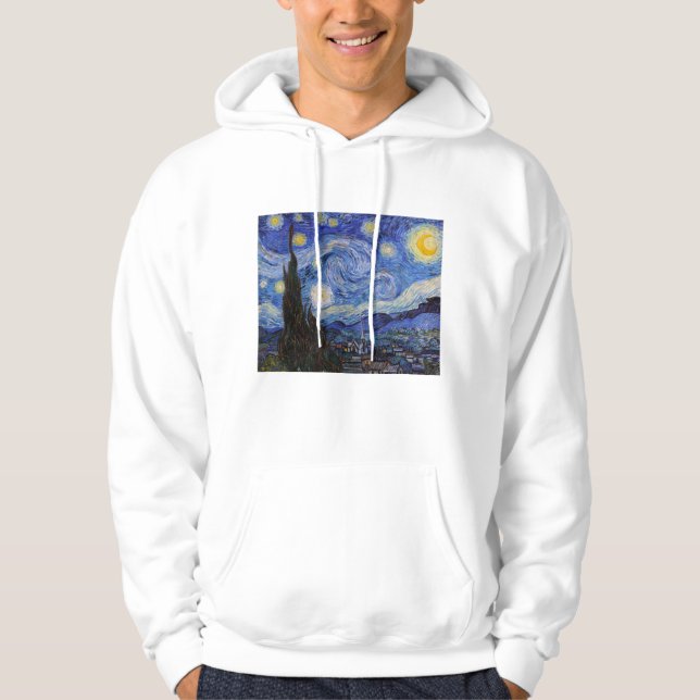 Starry Night: Town Saint Remy by Vincent Van Gogh Hoodie (Front)