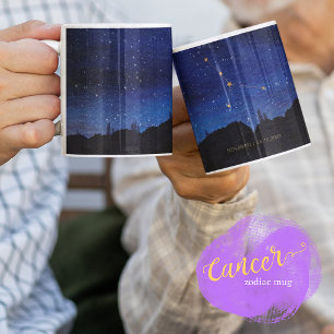 Starry Night Tree Gold Cancer Zodiac Constellation Coffee Mug