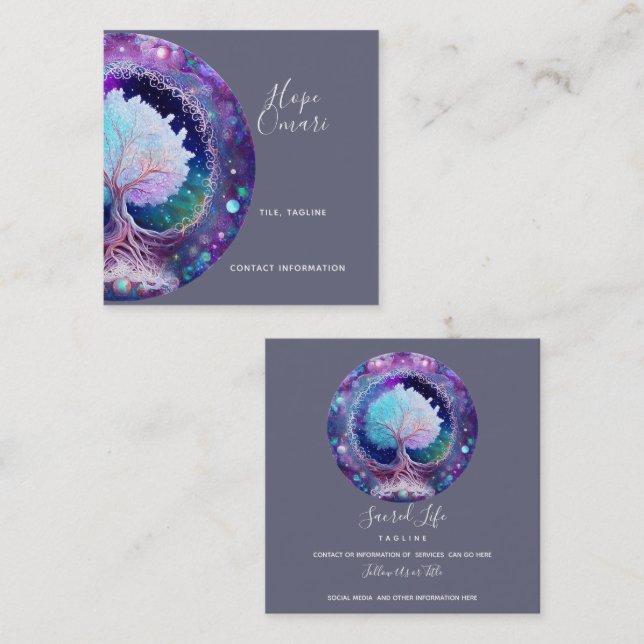 Starry Night | Tree of Life Square Business Card (Front/Back)