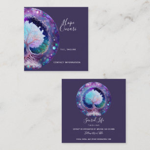 Starry Night Tree of Life Square Business Card