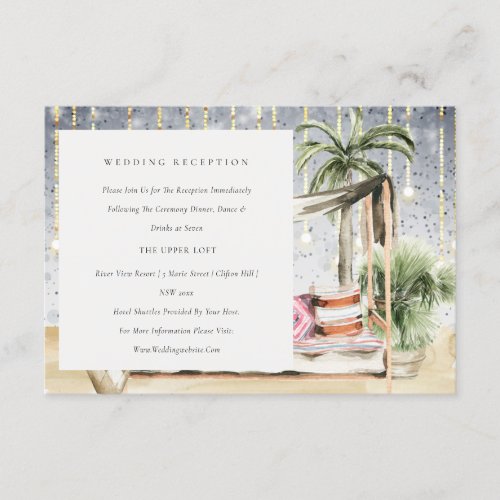 Starry Night Tropic Palm Cabana Wedding Reception Enclosure Card
