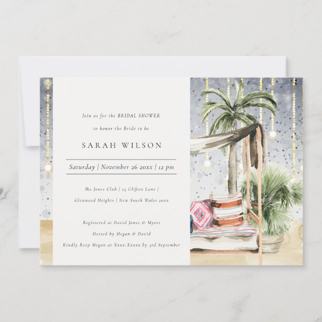 Starry Night Tropical Cabana Bridal Shower Invite (Front)