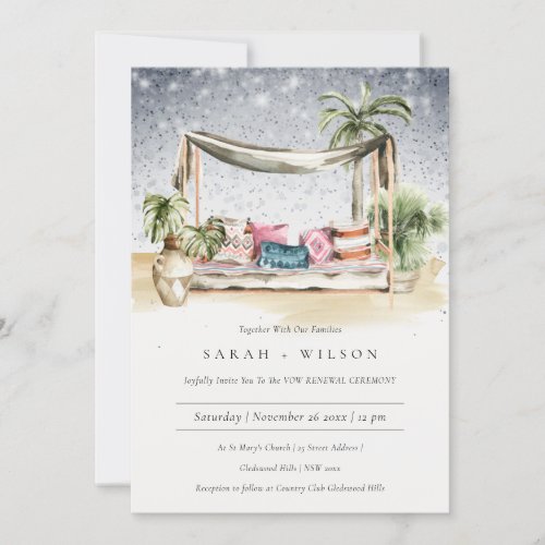 Starry Night Tropical Cabana Vow Renewal Invite