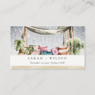 Starry Night Tropical Palm Beach Cabana Wedding Place Card
