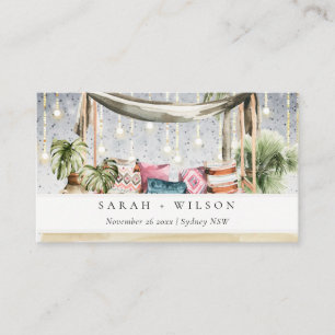 Starry Night Tropical Palm Beach Cabana Wedding Place Card
