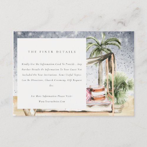 Starry Night Tropical Palm Cabana Wedding Details Enclosure Card