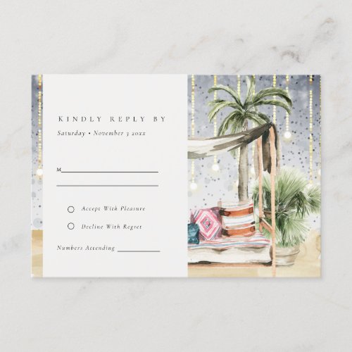 Starry Night Tropical Palm Cabana Wedding RSVP Enclosure Card