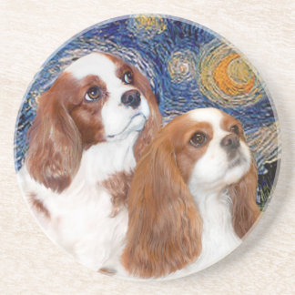 Starry Night - Two Blenheim Cavaliers Drink Coaster