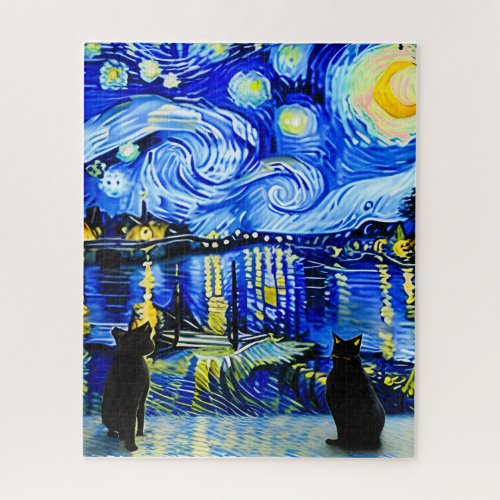 Starry Night Two Cats Puzzle