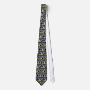 Starry Night - Two German Shepherds Neck Tie