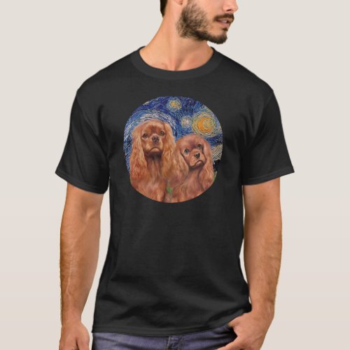 Starry Night _ Two Ruby Cavaliers T_Shirt