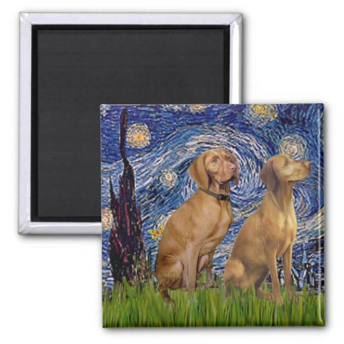 Starry Night _ Two Vizslas Magnet