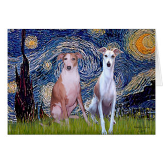 Starry Night - Two Whippets Cards