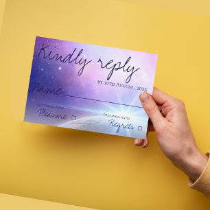 Starry Night Under The Stars Cute Elegant Wedding  RSVP Card