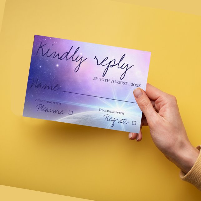 Starry Night Under The Stars Cute Elegant Wedding  RSVP Card (Creator Uploaded)