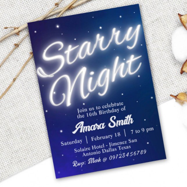 Starry Night - Under the Stars  Invitation (Starry Night - Stars Invitation)