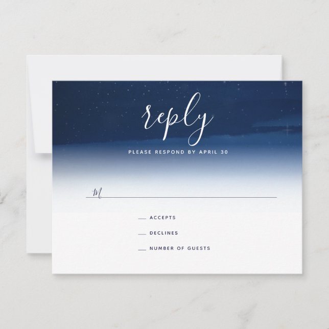 Starry Night Under the Stars Wedding Reply Card (Front)